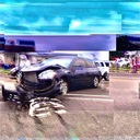 in the middle of a car crash